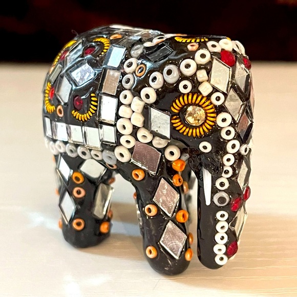 Vintage Handmade Beaded Mini Mosaic Elephant - Picture 1 of 7